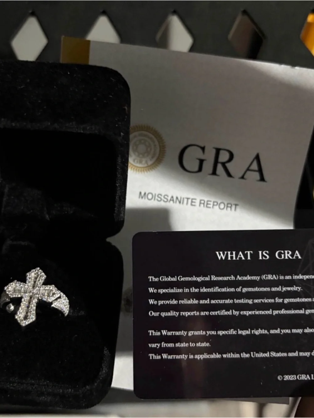 CUSTOM vvs1 and sterling silver cross ring